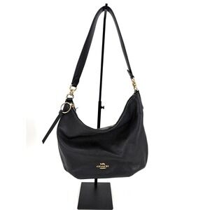 Coach Mia Hobo Black Pebbled Leather Shoulder Bag Gold Hardware F79208